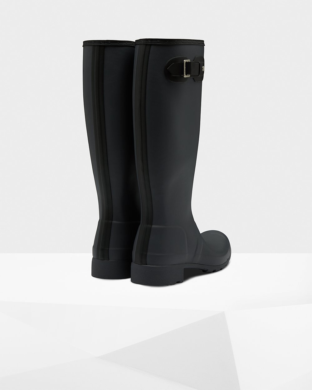 Womens Tall Rain Boots - Hunter Original Tour Foldable (01HQIKAUV) - Black